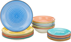 Art&Pepper Tellerservice für 6 Personen, 18-teilig, Steinzeug, handbemalt, mehrfarbig