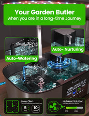 Kit de système de culture hydroponique LPH-Max, 21 capsules, application et WiFi, contrôle automatique, jardin intérieur intelligent avec lumière LED 36 W, kit d'arrosage automatique goutte à goutte, entretien autogéré