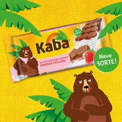 Kaba Chocolat au lait avec crème de fraise, barre de chocolat fourrée, barre de 90 g, chocolat fondant avec crème fruitée à la fraise et saveur originale Kaba (lot de 2)