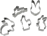 Lot de 5 moules à biscuits lapin de Pâques, moules à biscuits, moules à biscuits et fondants, moules à biscuits en acier inoxydable de haute qualité, ustensiles de cuisine, couleur : argent