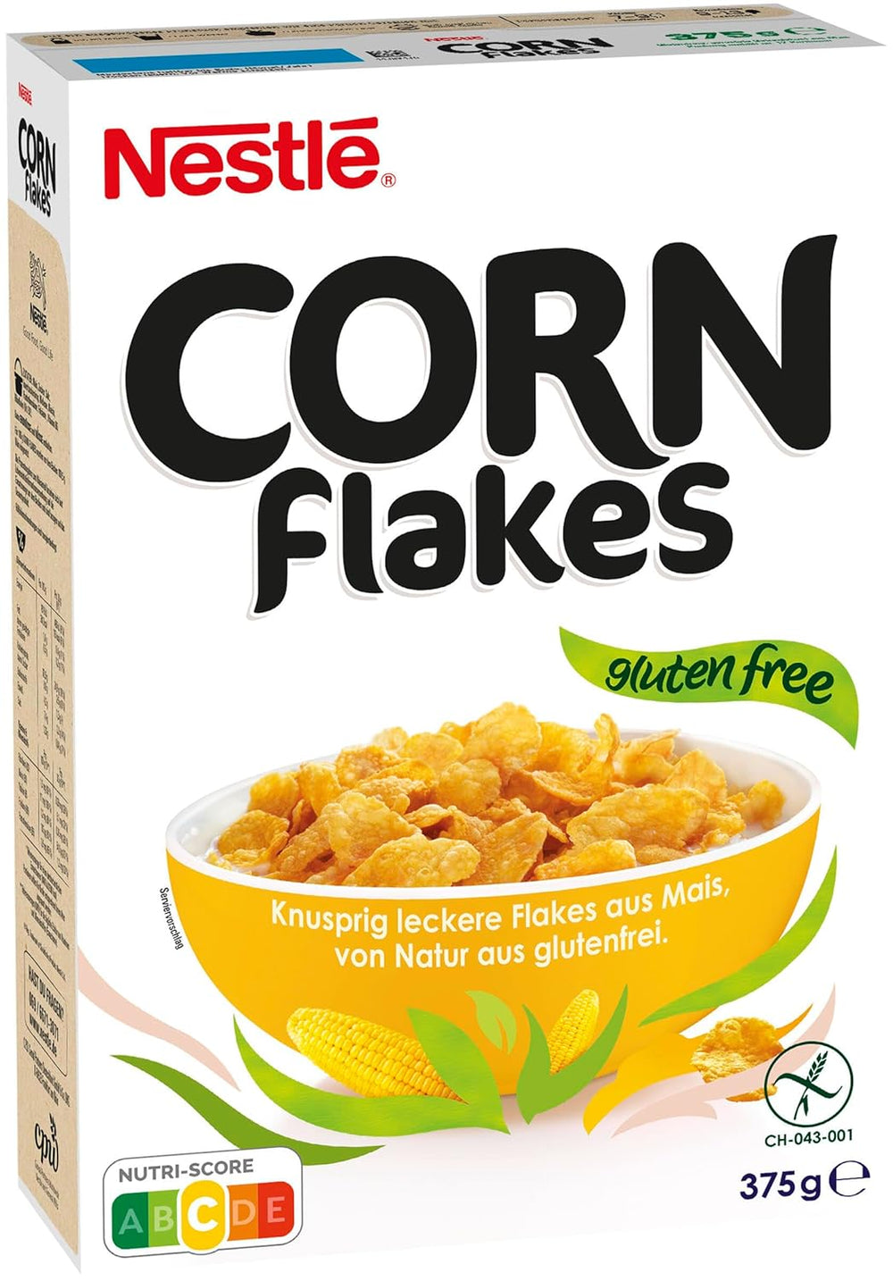 Nestlé Cereals Corn Flakes, Corn Flakes classiques, sans gluten, paquet de 1 (1 x 375 g)