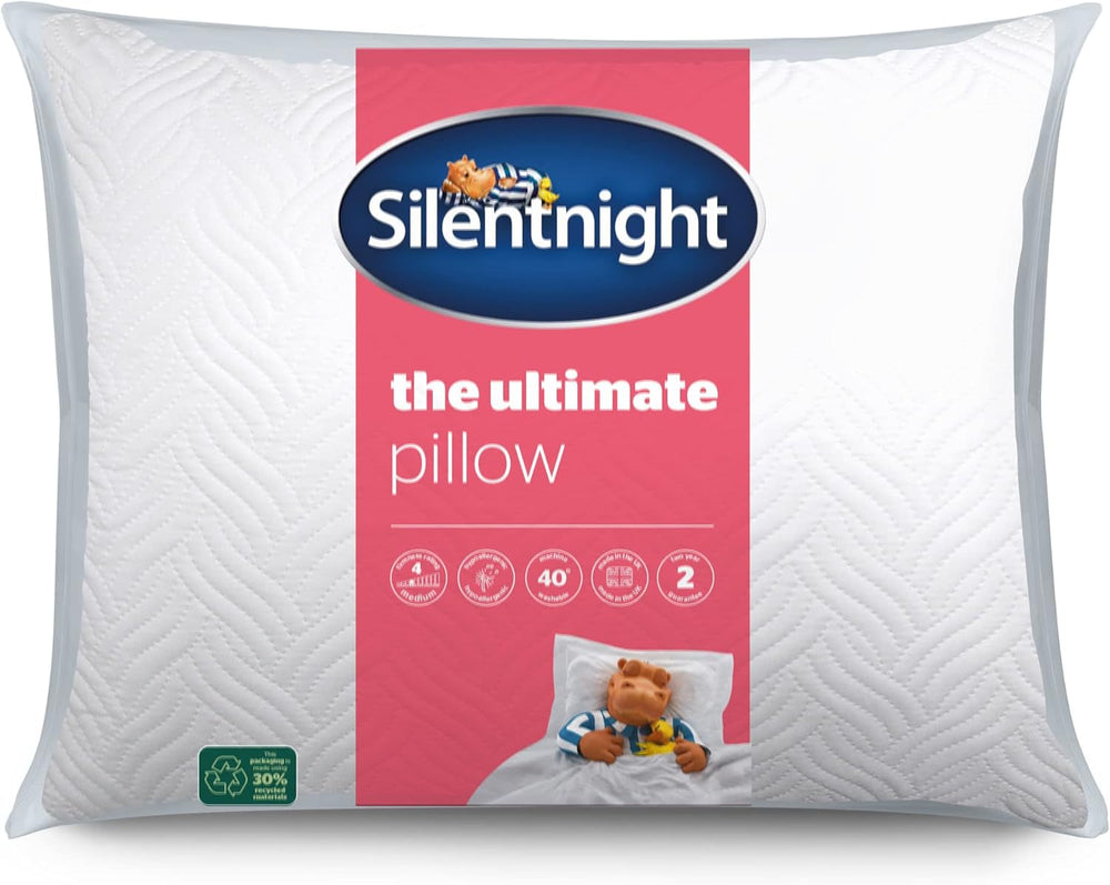 Oreiller Silentnight Ultimate – Oreiller de lit doux et de soutien avec housse matelassée de luxe Pinsonic Soft Touch, lavable en machine et hypoallergénique pour les dormeurs sur le dos et sur le côté, 1 pièce d'oreillers standard Naty Shop Titre par défaut