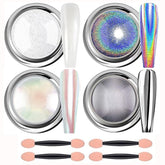 Poudre à ongles chromée Aurora Ice Shimmer poudre de pigment chromé 4 pièces poudre chromée ongles Nail Art Nageldesign