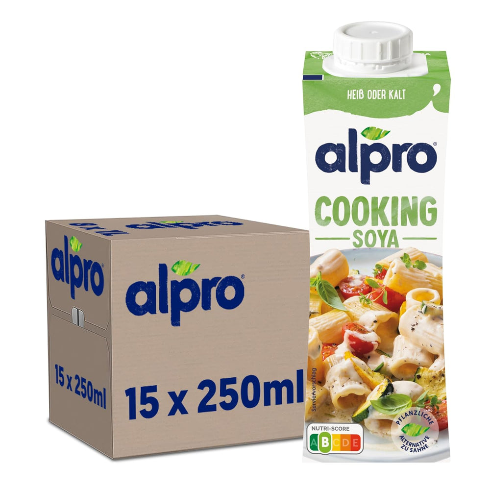Alpro Cooking Soya – Vegan Kochcreme aus Soya au goût neutre pour plats chauds et froids – 15 x 250 ml