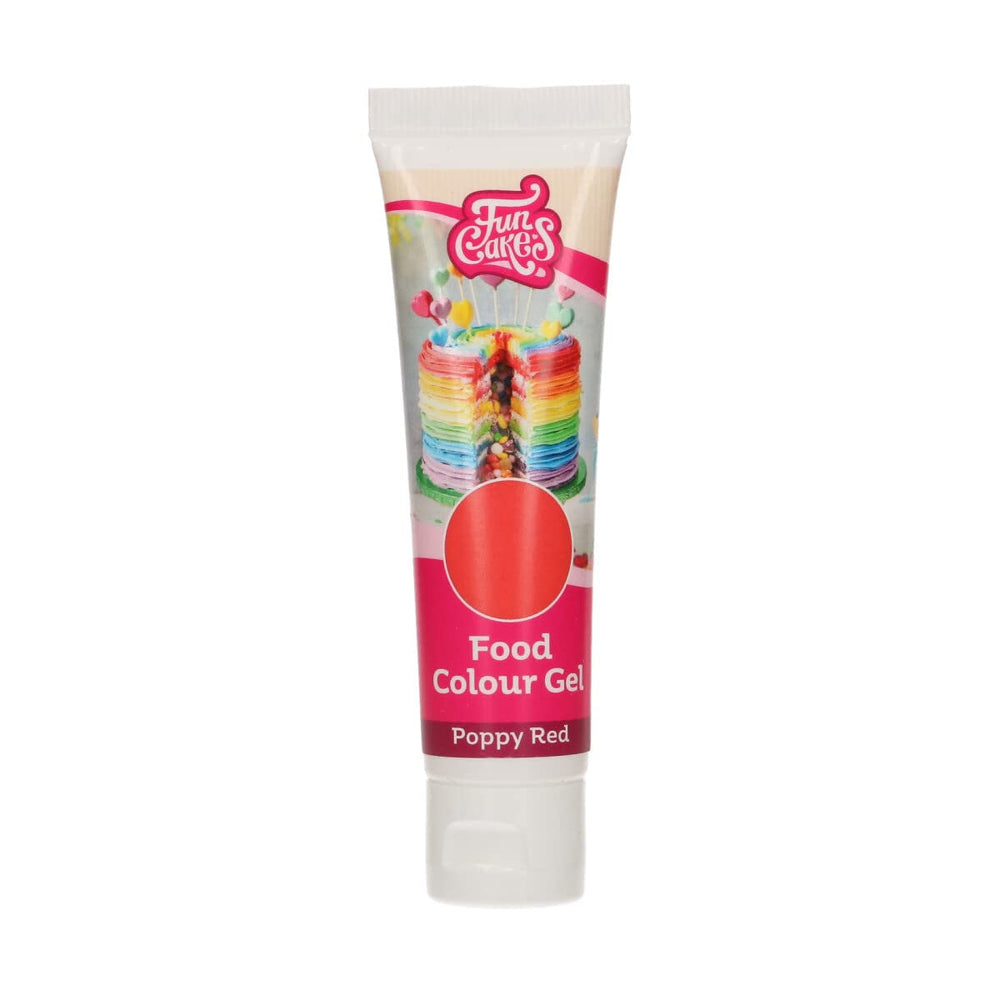 Colorant alimentaire Funcakes, colorant alimentaire en gel rouge coquelicot : Colorant alimentaire très concentré pour pâte, crème, fondant et pâte d'amande. Dosage facile. Une seule goutte pour créer des couleurs vibrantes. Halal. 30g.