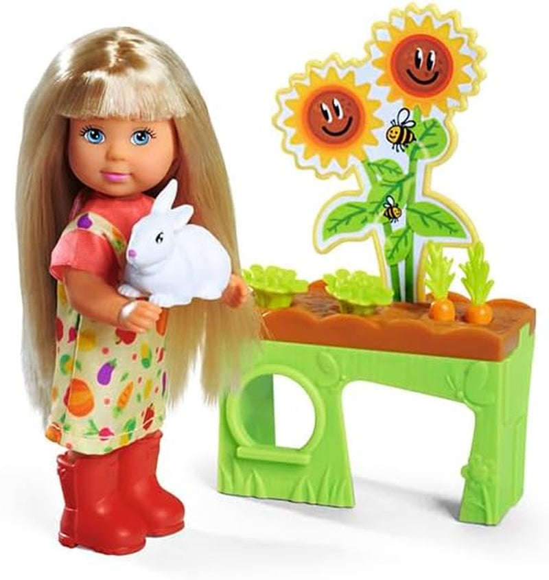 Simba Evi Love Garden, poupée dans le jardin avec des betteraves et des pierres précieuses pour les enfants, y compris un petit jouet, poupée de jeu 12 cm, à partir de 3 ans