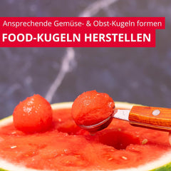 Westmark Woody Baller double face – Petite cuillère pour melon, kiwi, autres fruits et légumes ainsi que crème glacée, fromage à la crème ou beurre – Acier inoxydable, bois