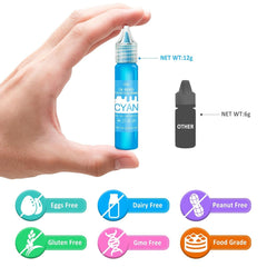 Colorant alimentaire liposoluble - Colorant alimentaire à base d'huile aux couleurs de l'arc-en-ciel pour chocolat, bonbons, gâteaux, pâtisserie - Colorant alimentaire concentré pour la décoration de gâteaux, crème au beurre, fondant - 12 g chacun