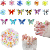 YICH Nail Charms Nägel Charms 50Pcs 3D Flowers + 50Pcs 3D Schmetterling, Summer Nägel Deko Set Schmetterling/Flowers Nail Art Nailart