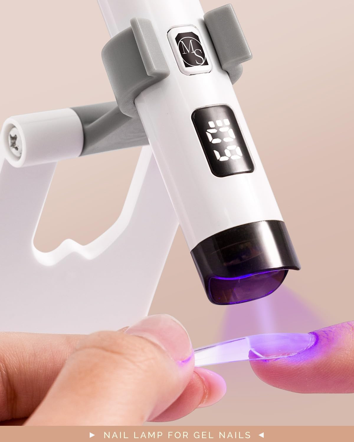 Lampă UV portabilă Melodysusie cu suport pentru unghii cu gel, mini lampă LED UV reîncărcabilă cu afișaj LCD, lampă UV mică portabilă pentru unghii cu 2 temporizatoare, uscător de unghii pentru toate tipurile de ojă cu gel UV (alb)