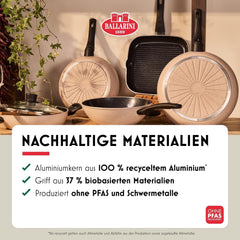 Poêle Ledro, 24 cm, aluminium, compatible induction, revêtement céramique antiadhésif, Thermopoint, Made in Italy, beige Casseroles et poêles Naty Shop