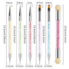 Sularpek 6 pcs Nagel Pinsel, Nail Art Pinsel, Pinsel Nageldesign, Nagel Pinsel Set, Nail Art Dotting Tools avec 1 pinceau éponge applicateur, Nageldesign Zubehör pour DIY Nail Art Design