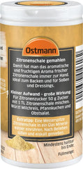 Ostmann Gewürze – Zitronenschale, gemahlene Schale für ein frisches Zitronen-Aroma, zum Backen oder Verfeinern von Soßen, Vinaigrettes et desserts, végétalien, 35 g (Verpackungsdesign kann abweichen)