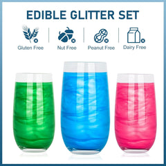 Ensemble de paillettes comestibles – 4 couleurs métalliques, poudre de paillettes comestibles – poudre sans goût pour boissons et gâteaux, poudre colorante alimentaire pour décoration de cocktails, paillettes comestibles (5 g/bouteille)