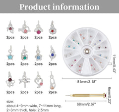 OLYCRAFT 24Pcs Nagelschmuck Ringe Dangle Nail Art Zubehör Mit Nagelpiercing Tool Nagelbohrer Manueller Bohrer Aus Legierung Für Tipps, Acryl, Gele Und Dekorationen