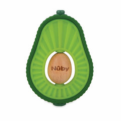 Nuby - Anneau de dentition avocat - Jouet de dentition en silicone et bois - Noyau rotatif en bois - Jouet de dentition pour bébés et tout-petits - Aide à la dentition - Sans BPA - 6 mois et plus
