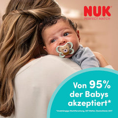 Sucettes NUK Perfect Match Air pour bébés | 0-6 mois | Sucettes orthodontiques qui favorisent la circulation de l'air et empêchent la bave | 95 % d'acceptation par les bébés** | Renard/ours en peluche | Paquet de 2