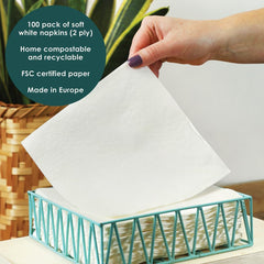 Table Kind 100 serviettes blanches douces en vrac, serviettes de haute qualité pour les fêtes, la restauration et un usage quotidien, FSC, durables et recyclables, fabriquées dans l'UE | 2 plis | 33 cm
