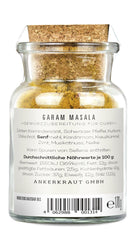Ankerkraut Garam Masala, Gewürz für indisches Gericht, Leckeres Curry mit Fleisch würzen, Taste of India, 65 g dans un verre en liège