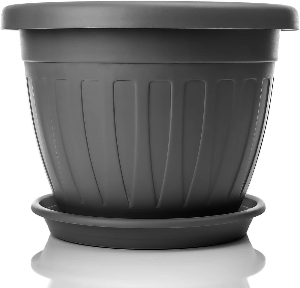 Ghiveci mic cu farfurie - ghiveci de 17 cm cu farfurie | Design practic și ușor | Perfect pentru plante, butași sau lăstari timpurii 17 cm