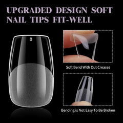 Faux ongles courts ballerine, 500 pièces, colle sur 12 tailles, ongles artificiels, Gel doux et court, couverture complète, pointes pour ongles en Gel courts S