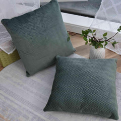 Oreiller décoratif à rideaux Lxl 45x45 cm Jacquard vert "Greta" avec motif à chevrons Entretien facile Fermeture à glissière Remplissage doux 320G - Variété de couleurs, 2023510 Oreillers de voyage Naty Shop