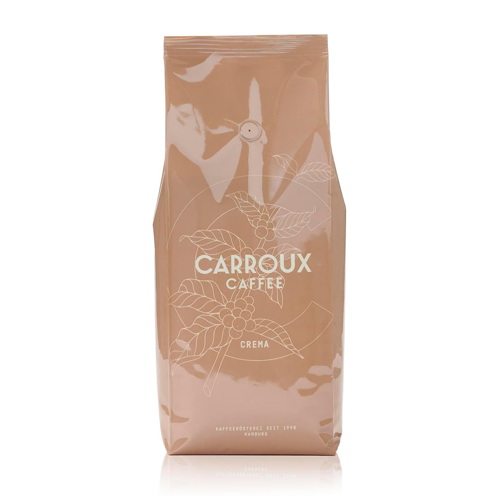 CARROUX Crema grains de café entiers (1 kg) - Grains de café haut de gamme de Hambourg - Fraîchement torréfiés de manière traditionnelle