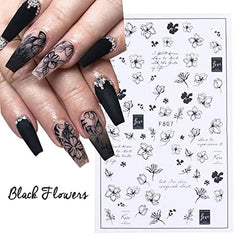 JMEOWIO Nagelsticker Frühling Blumen 10 Blätter Nagelaufkleber Selbstklebend Nail Art Dekoration Nageldesign Zubehör Für Frauen Mädchen