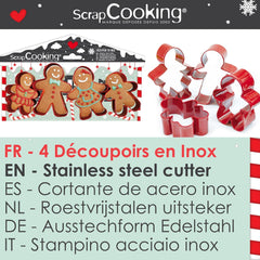 ScrapCooking - 4 emporte-pièces bonhomme en pain d'épices - emporte-pièces de Noël en acier inoxydable - emporte-pièces bonhomme en pain d'épices - accessoires de pâtisserie design gâteau - 2081