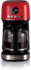 Ariete Moderna 1396 Machine à expresso à filtre pour préparer du café américain jusqu'à 15 tasses Carafe en verre Plaque chauffante Écran LCD Filtres amovibles et lavables Blanc