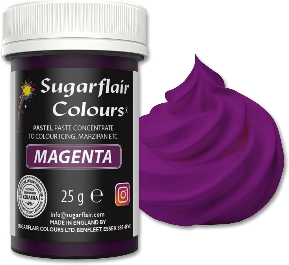Sugarflair Pasta Colorant Alimentaire Magenta Pastel, Colorant Alimentaire pour Pâtes, Fondant et Massepain, Couleurs Spectrales Concentrées - 25g