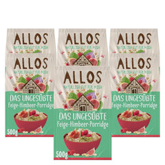 Allos Bouillie de figues et framboises non sucrée, Coffret 6 x 500 grammes Céréales Naty Shop Bouillie de framboises aux figues