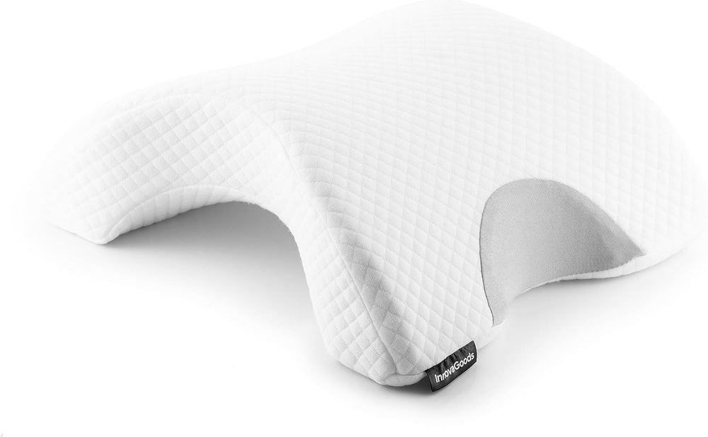 InnovaGoods - Oreiller cervical viscoélastique pour couples, Conception ergonomique pour la relaxation en couple, Mousse à mémoire de forme pour soulager la pression, Housse amovible, Blanc, 36 x 12,5 x 30,5 cm, Mousse à mémoire de forme