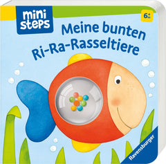 Animalele mele colorate cu clopoței Ri-Ra - carte cu clopoței pentru copii de la 6 luni, carte pentru copii, carte de joacă: de la 6 luni Jucarii Bebe Naty Shop Carte