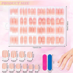 Faux ongles français rectangulaires moyens, 360 pièces, faux ongles naturels, à faire soi-même, avec lime à ongles, pour dames et femmes