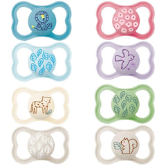 MAMAN | Sucettes Suprême 6+ Mois (Pack de 2) Sélection de Couleurs Aléatoires - Sucettes pour Bébé en silicone ultra-mince et souple - Sucette idéale pour un bon développement buccal