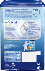 Aptamil Care 2 - Lait de suite après 6 mois, avec Oméga 3 et 6, DHA et ARA, sans huile de palme, nourriture pour bébé, lait en poudre, 1 x 800 g (paquet de 6)