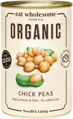 Năut organic Eat Wholesome, 400g (pachet de 12) - Gătit în apă, fără sare adăugată, 100% natural, sursă de proteine, vegan, căptușeală fără BPA și ambalaj neutru din punct de vedere al emisiilor de CO2