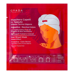 GYADA COSMETICS Masque capillaire textile pour protection de la couleur et effet de brillance rafraîchissant Bonnet thermique Huile de camomille macadamia et panthénol 60 ml Naty Shop Masque capillaire 1 pièce (lot de 1) Noix