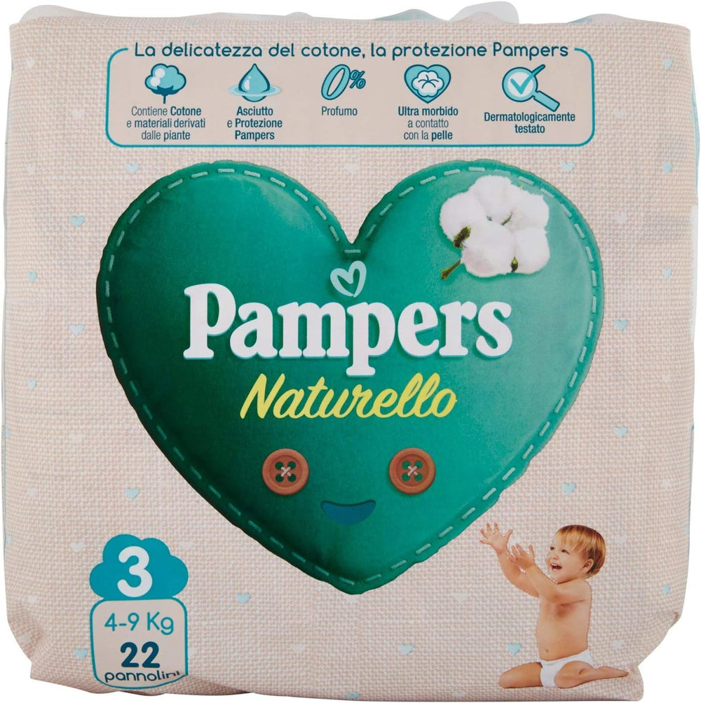Pampers Naturello Midi, 22 couches, taille 3 (4-9 kg)