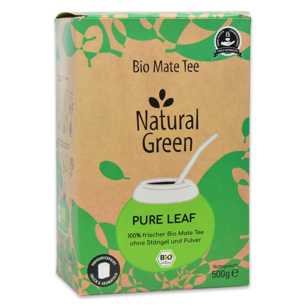 Delicatino - Verde natural PURE LEAF 500G, yerba mate organic fÄrÄ tulpini, proaspÄt Èi fÄrÄ fum, cultivat ecologic, ambalat Ăźn vid pentru prospeÈime maximÄ
