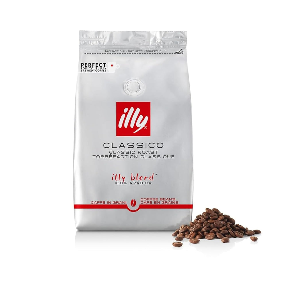 illy, Kaffeebohnen Zum Mahlen CLASSICO, 100% Arabica avec des notes de fleurs d'oranger et de jasmin, goût sucré et arrière-goût sucré, 1 dose de 500g