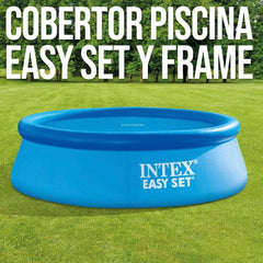 Bâche solaire pour piscine Intex Easy and Frame 305 cm de largeur, épaisseur de 120 microns, taille fabriquée : env. 290 cm, 28011 Bleu