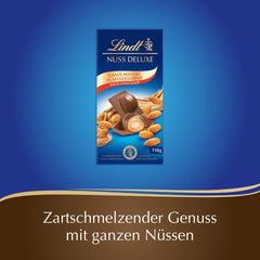 Chocolat Lindt | NUT DELUXE Barre de chocolat au lait et aux amandes | 110g | Chocolat au lait aux amandes grillées dans une crème d'amande onctueuse | Barre de chocolat