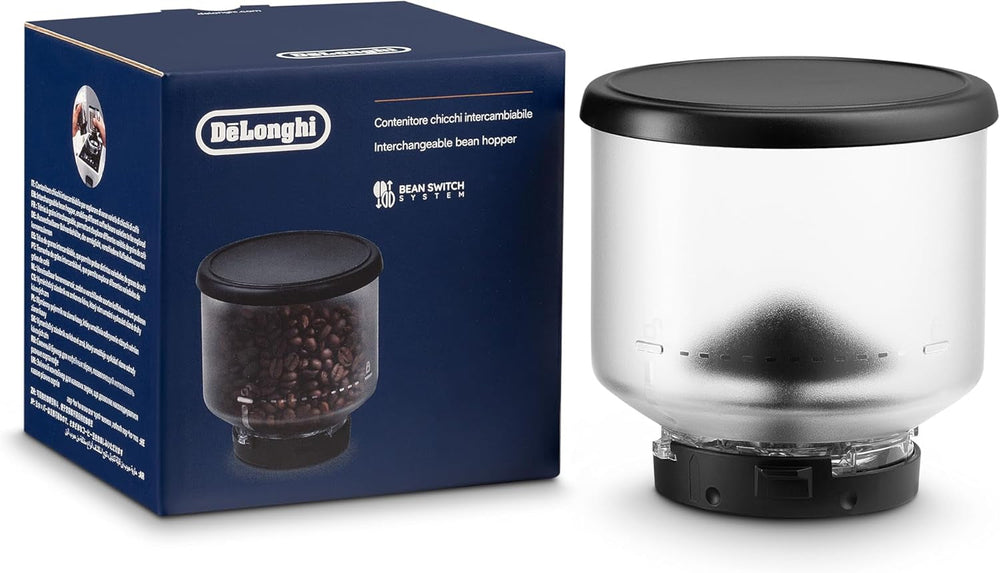 Récipient à grains De'Longhi DLSC403, récipient à grains remplaçable pour machine à café automatique De'Longhi Rivelia, incl. 250 g de café en grains, couvercle noir