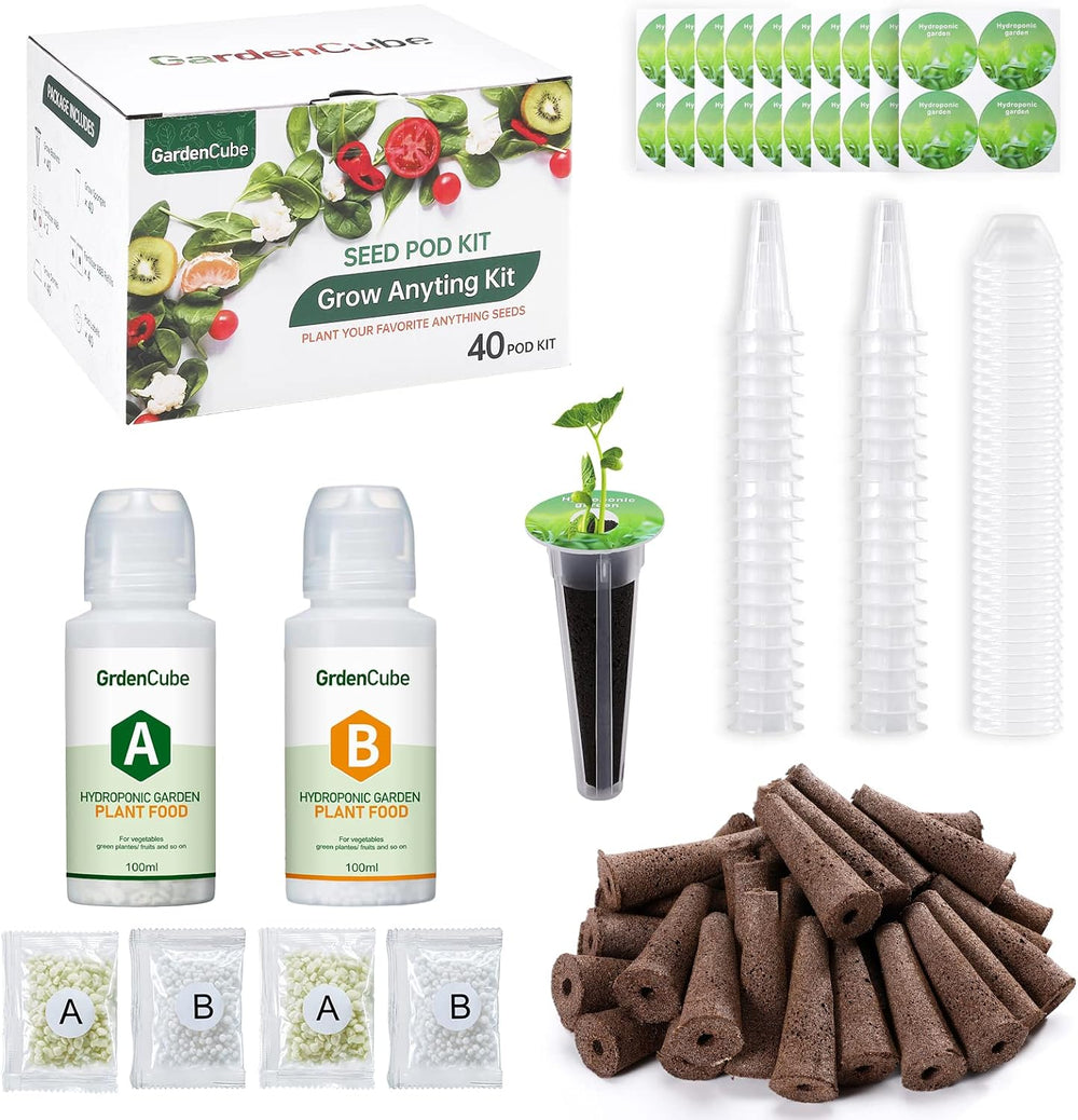 Ensemble de capsules hydroponiques de 166 pièces : kits de plantes pour cultiver n'importe quoi - comprenant des éponges de culture, des dômes de culture, des étiquettes d'aliments pour plantes A&B - Accessoires hydroponiques pour la plupart