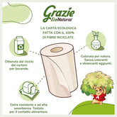 Grazie Natural, hârtie igienică Maxi Ecol FSC Paperpack, 12 role, testată dermatologic, hârtie igienică 100% reciclată, ecologică, fabricată în Italia