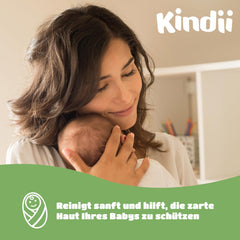 Lingettes humides Kindii Natural Balance pour bébés – (1 x 60 pcs.) Lingettes humides pour bébés et enfants – Protectrices, Aloe Vera, Parfum délicat – 60 pcs.