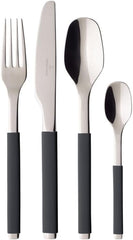 Villeroy Et Boch S+ Cosy Grey Vaisselle pour 6 personnes maximum, 24 pièces, acier inoxydable, poignée recouverte de silicone gris Cuisine Naty Shop
