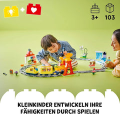 LEGO DUPLO Town Grand chemin de fer interactif, jouet de construction pour les tout-petits à partir de 3 ans, locomotive Push & Go avec lumières et sons, pièces de rail, jouet éducatif pour enfants d'âge préscolaire 10428 Ensembles de construction Beuche den LEGO-Store